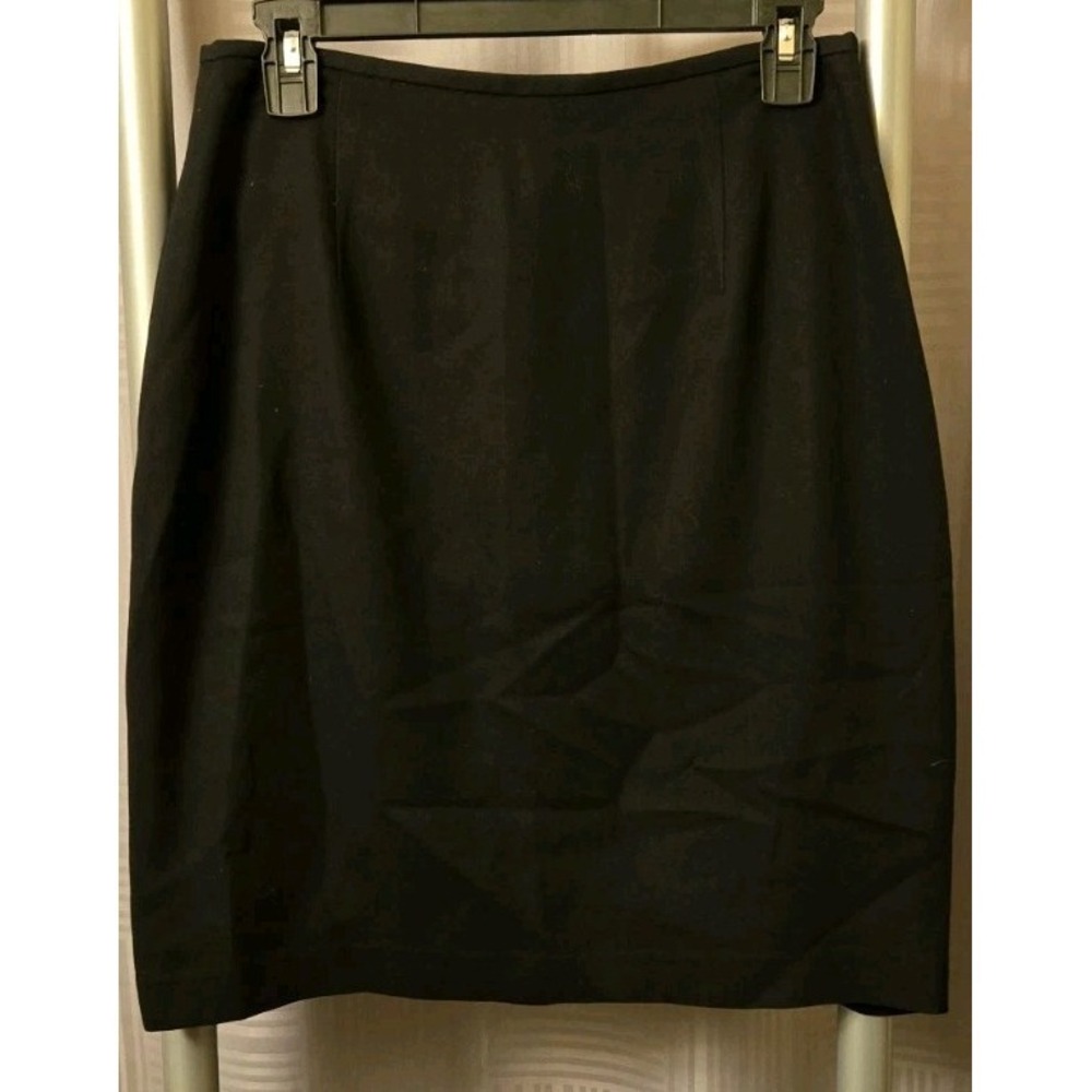 Vintage Casual Corner Signature Skirt Womens Sz 10 Black Invisible Zip Vent